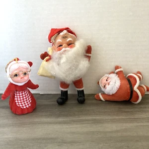 Adornos vintage de fieltro de Papá Noel y señora Claus - Imagen 1 de 10