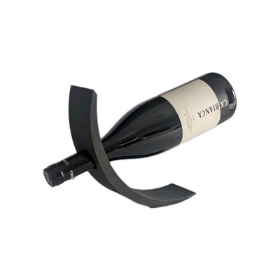 Portabottiglie Vino - Design Moderno Nero Curvo Sospeso Elegante Arredo Casa - Immagine 1 di 3