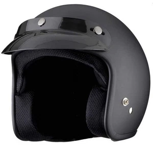 THH T-380 Open Face Motorcycle Helmet Flat Black XXL - Picture 1 of 1