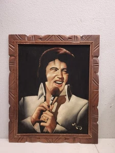 Elvis Presley Vintage Velvet Painting Original Wood Frame 24"x18" - Picture 1 of 18
