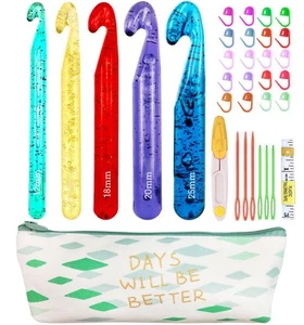 Weabetfu 5 Large Crochet Hook,25mm 20mm 18mm 15mm 12mm Size Crochet Hook, Lar... - Picture 1 of 7