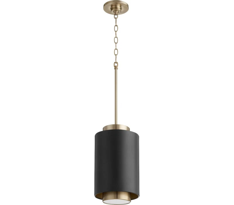 Quorum 8008-6980 Pendant, 1-Light 100 Watts, Noir / Aged Brass - Image 1 of 1