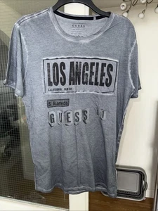 Men’s Guess Tshirt In Grey Size L With Guess Logo Design - Picture 1 of 3