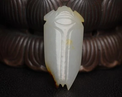 Certified Natural Hetian Jade hand carving Exquisite Cicada pendant Statue 11138 - Image 1 of 4