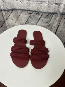 ROTHY'S SANDALI TRIPLA FASCIA ELASTICIZZATI SLIDES SANGRIA SANDALI ROSSI TG 10 - Foto 1 di 5