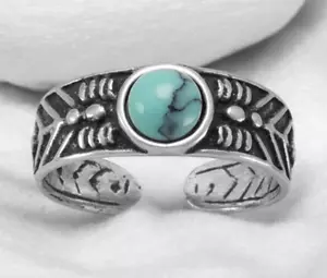 Curata Handmade - 925 Oxidized Sterling Silver Toe Ring with 5mm Simulated - Picture 1 of 4