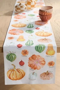 Anthropologie Types Of Pumpkins Table Runner - Brand New - Picture 1 of 7