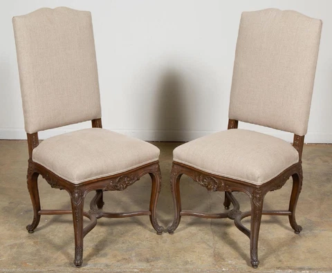 French Louis XV Style Dining Chairs | Linen Upholstry | Set of 8 Cover