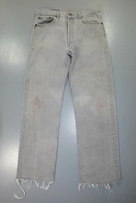 80s Vintage Levi's 501 Gray Thrashed Denim Jeans W32L30 - Image 1 of 4