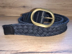 Black Plaited Braided Sedgwick Real Leather Belt Brass Buckle 38mm N1 - Picture 1 of 3