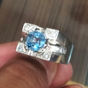 Square Cut Topaz Stone Blue Topaz Ring Healing Topaz Ring Natural Topaz Ring 925 - Picture 1 of 8