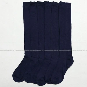 3 6 12 Pack Knee High Uniform School Socks Black Navy White Kid's Girl's 4-6 - Picture 1 of 7