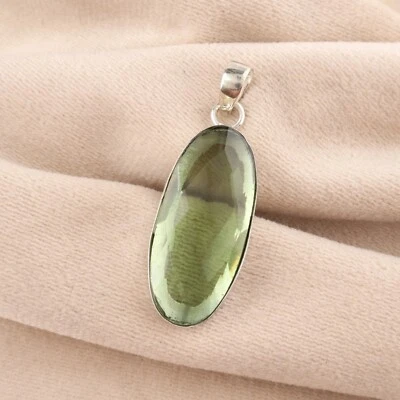 Regalo de boda para ella colgante de plata de ley 925 con piedras preciosas de amatista verde Foto 1 de 4
