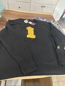 MENS Alma Mater University of IOWA HAWKEYES V-Neck Sweater BLACK 2XL NWT $80 - Picture 1 of 4