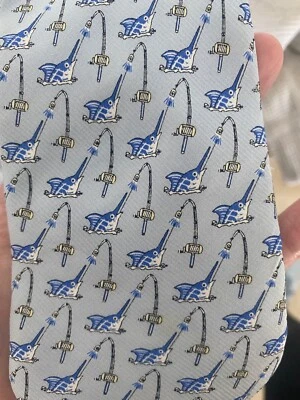Southern Tide Neck Tie Marlins Fishing (100% silk handmade) Foto 1 de 4