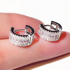 925 Silver Filled,Gold Plated Hoop Earrings Fashion Women Cubic Zirconia Jewelry