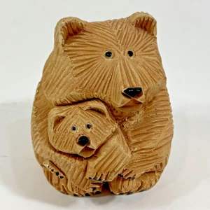 Artesania Rinconada Mother Bear & Cub Figurine 3” Tall Art Pottery Animal Signed - Picture 1 of 10