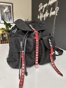 Prada Black And Red Studded backpack nylon - Picture 1 of 18