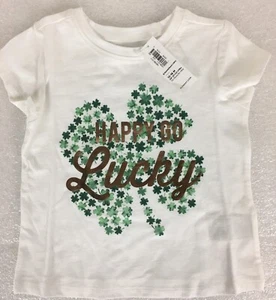 Old Navy Toddler Girls 12-18 Mo Happy Go Lucky T-shirt St Patrick’s Day Top New - Picture 1 of 4