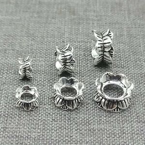 925 Sterling Silver Lotus Flower Double Bead Caps Spacers for Bracelet Necklace