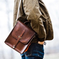 Satchel & Page Brown Leather Map Case Messenger Shoulder Bag $295