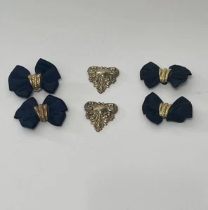 Vintage Clip-on Shoe Bows & Metal Decor Dress Up Add On Mixed Lot 3 Sets - Picture 1 of 12