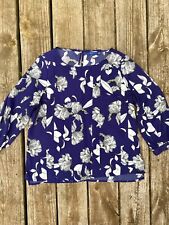 Apt 9 Womens Pullover Tunic Long Sleeve Blouse Purple White Floral Size Medium