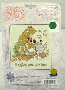 Janlynn Precious Moments Fur-Ever Friends Forgive One Another Cross Stitch Kit - Picture 1 of 7