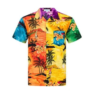 Hawaiian Tropical Beach Sunset Patchwork Adult Shirt Casual Wear for Unisex - Picture 1 of 12