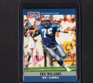 1990 PRO SET VTG. RC CARD SIGNED IP AUTO ERIC WILLIAMS DETROIT LIONS GREAT, RARE - Picture 1 of 2