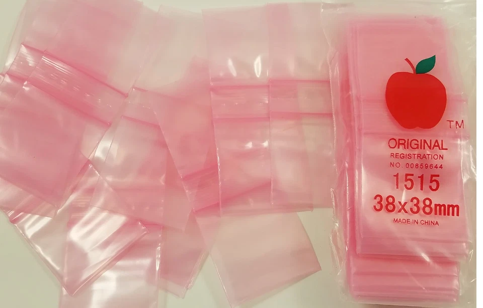 PINK MINI ZIPTOP BAGGIES 100ct PREMIUM QUALITY DIME BAGS 1.5" x 1.5" - Image 1 of 1