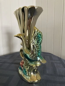 Gold Vintage Vase With A Swan - Picture 1 of 8