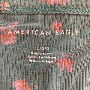 Camicia Henley American Eagle floreale a costine casual verde grande LEGGI FAI DA TE taglio - Foto 1 di 9