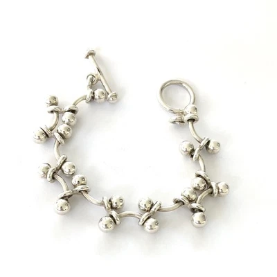 Brazalete vintage Silpada de plata de ley 925 con barra y palanca de cuentas retirado B0746 Foto 1 de 4