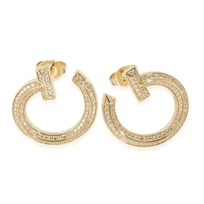Tiffany & Co. Yellow Gold Diamond Tiffany T T1 Open Hoop Earrings - Image 1 of 4