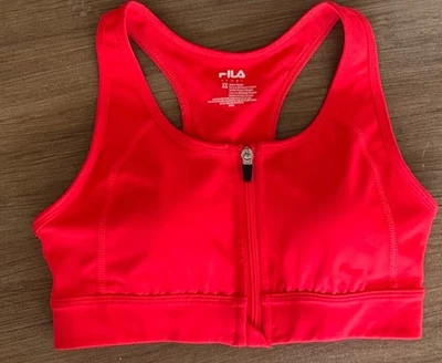 Sujetador deportivo FILA SPORT con cremallera frontal XS coral espalda deportiva ojo de cerradura acolchado Foto 1 de 4