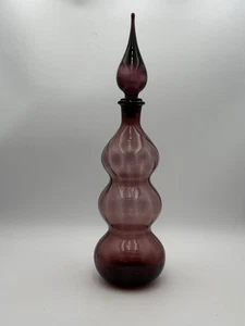 Seltene Vintage Empoli Amethyst Glas Karaffe mit Stopfen dreifacher Kürbis 22 1/2 Zoll - Bild 1 von 11