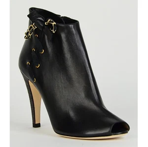 CHLOE ANKLE BOOTS LEATHER CHAIN BOW OPEN TOE LACEUP BOOTIES $1,270 40.5 10.5 - Picture 1 of 9