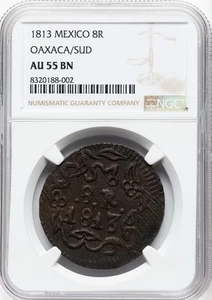 Mexiko - 1813 Unabhängigkeitskrieg SUD 2 Reales - NGC AU55 BN - PQ FOR GRADE! - Bild 1 von 2