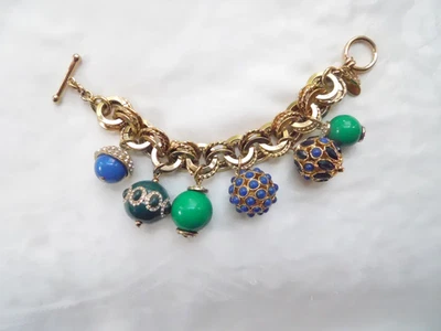 Pulsera Ann Taylor Tono Dorado Grueso Colgante con 6 Adornos Foto 1 de 4