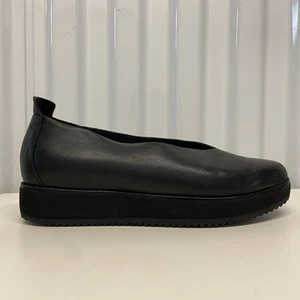 Eileen Fisher ‘Canoe’ Black Leather Platform Flats Shoes Women’s US 6 - Picture 1 of 18