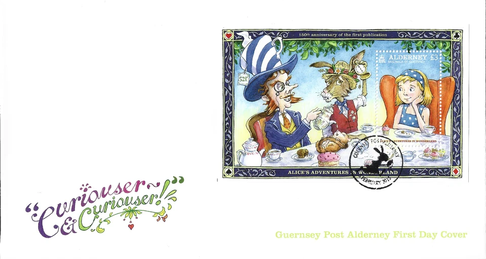 2015 Alderney Publication of Alice in Wonderland Mini Sheet First Day Cover - Image 1 of 1