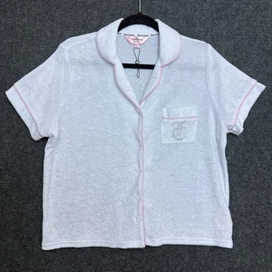 Prendas para dormir Juicy Couture Top de tela de felpa L blanco logotipo de estrás preppy Y2K - Imagen 1 de 9