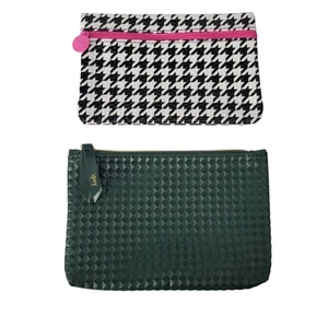 IPSY Green Textured Bag And Black And White Houndstooth Bag Set - Picture 1 of 2