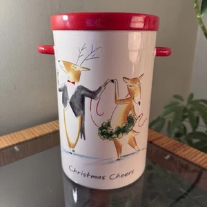 Mr & Mrs Reindeer Christmas Mud Pie 2 Handled Utensil Holder Pottery Barn??? - Picture 1 of 3