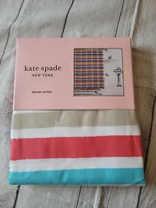 Kate Spade Painted Stripe Fabric Shower Curtain Multicolor •Brand New • - Picture 1 of 7
