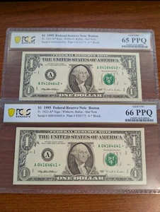 (2) Consecutive $1 1995 ⭐Star Notes⭐ - Fr. 1921-A* - A04164641-2* - PCGS 66 - Picture 1 of 5