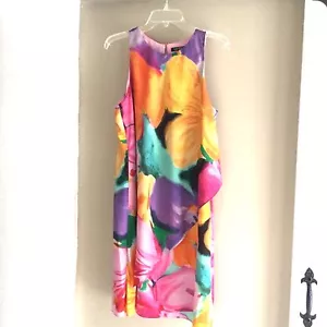 Ralph Lauren NUEVO Vestido Crepé Sin Mangas Estampado Floral Volantes Multicolor 12 - Imagen 1 de 5