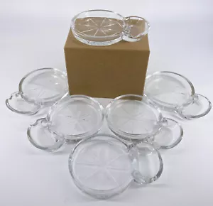 MCM 1950s Fostoria Mademoiselle Glass Coaster with Spoon Rest / Ashtray Set Of 6 - Picture 1 of 7