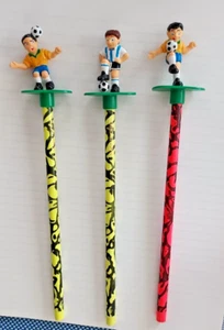 Set of 3 Soccer Figure Soccer Moves/Skills Topped Pencils - Picture 1 of 5